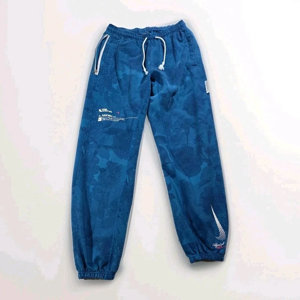 Nike Standard Issue Dri-FIT Blue Floral Halftone Grid Sweatpants Mens‎ Joggers